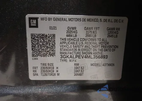 2021 GMC Terrain Fwd Slt z USA, uszkodzony, nr VIN 3GKALPEV4ML356893